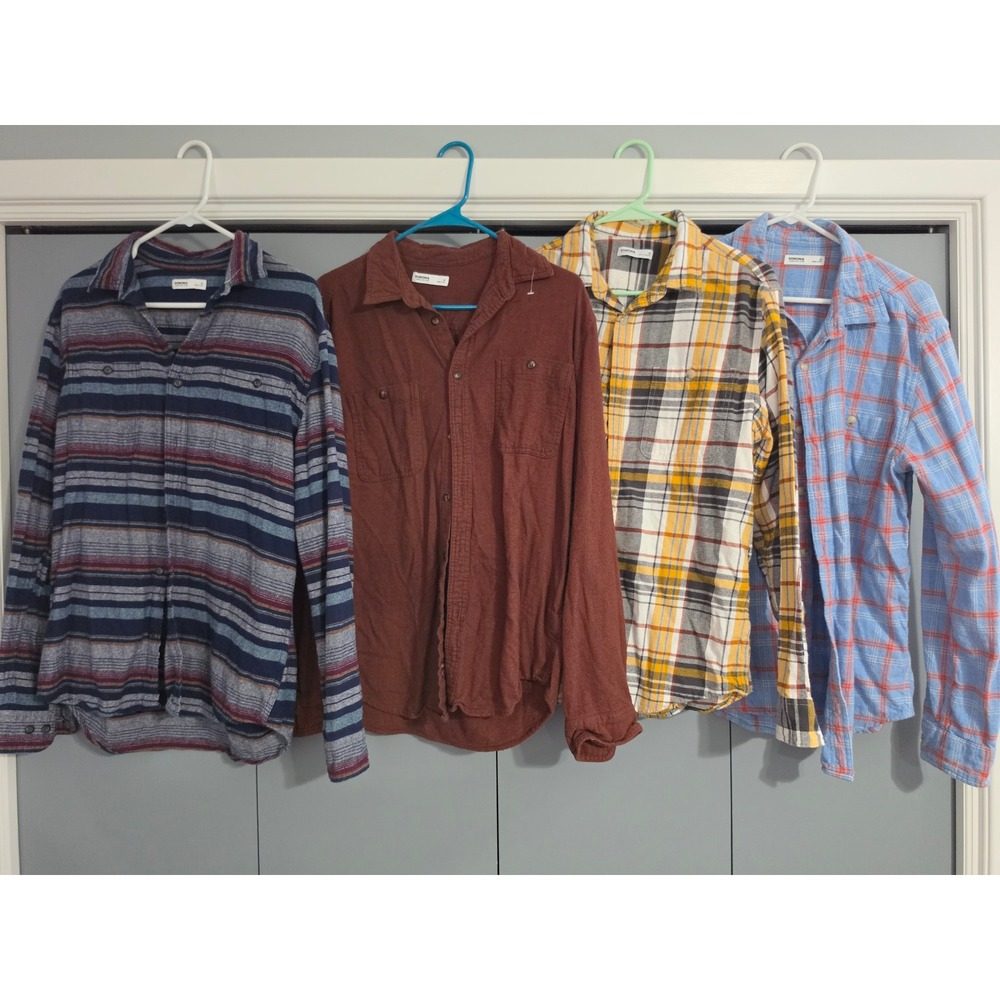 Excellent Sonoma Flannel Shirt Bundle Medium Multicolor Plaid Stripe 4 Pack